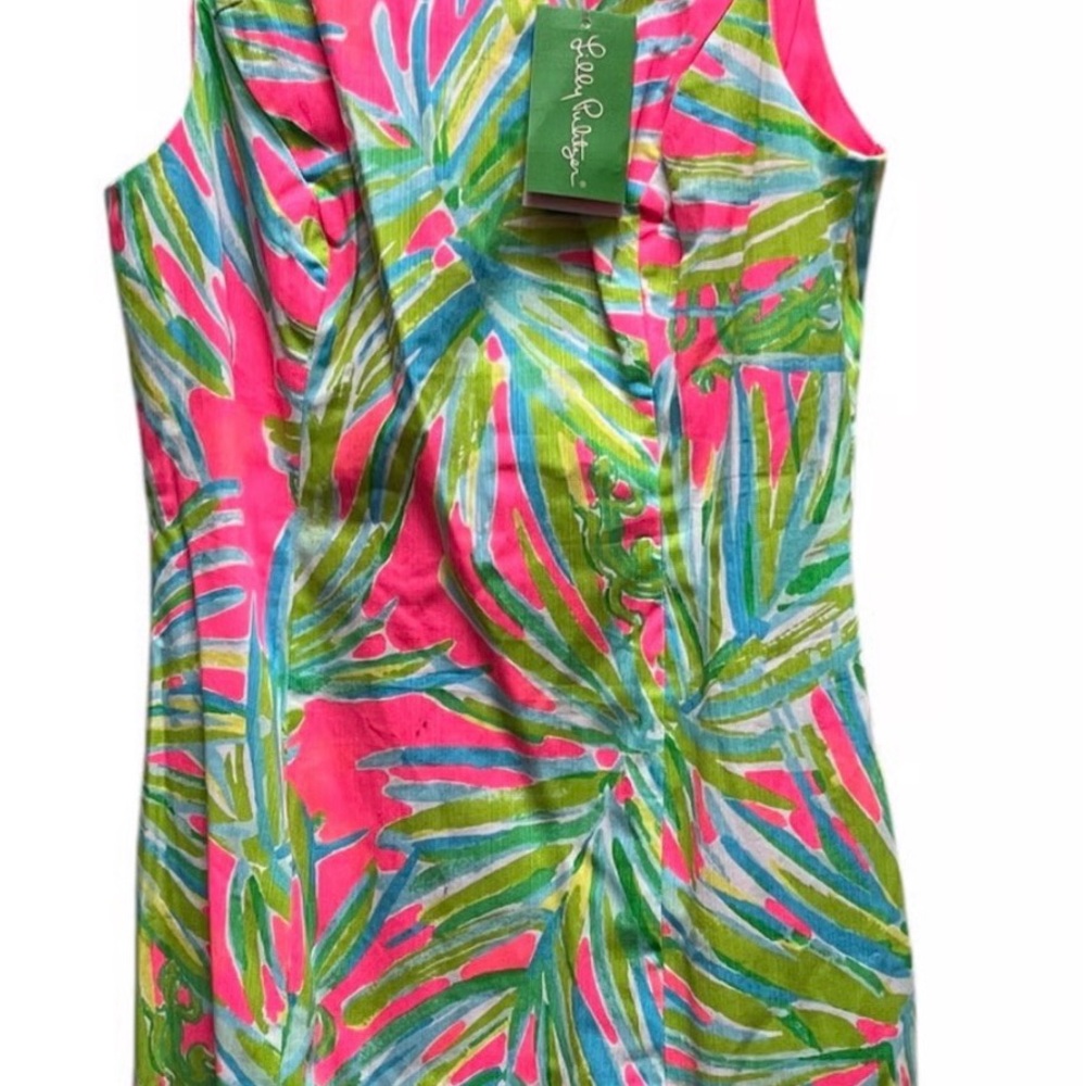 NWT Lilly Pulitzer Vibrant Pink and Green Mila Shift in Tiki Pink - Size 4